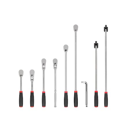 Tekton 1/2 Inch Drive Comfort Grip Ratchet, L-Handle, and Breaker Bar Set (9-Piece) SDR99204